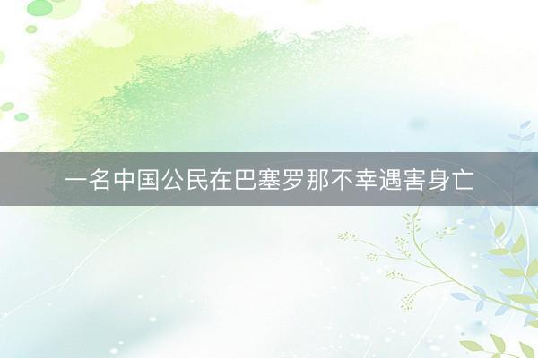 一名中国公民在巴塞罗那不幸遇害身亡