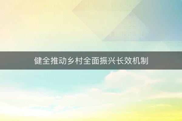 健全推动乡村全面振兴长效机制