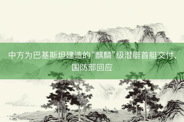 中方为巴基斯坦建造的“麒麟”级潜艇首艇交付，国防部回应