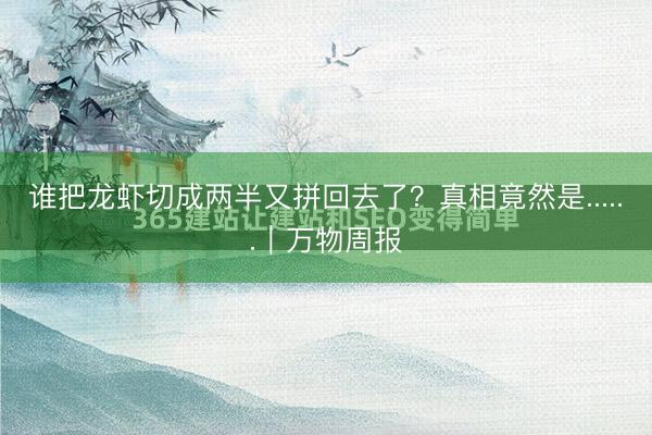 谁把龙虾切成两半又拼回去了？真相竟然是......｜万物周报