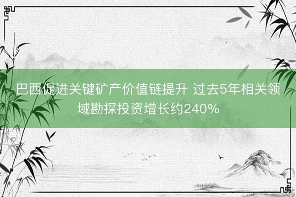巴西促进关键矿产价值链提升 过去5年相关领域勘探投资增长约240%