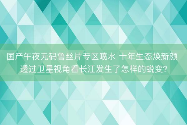 国产午夜无码鲁丝片专区喷水 十年生态焕新颜 透过卫星视角看长江发生了怎样的蜕变？