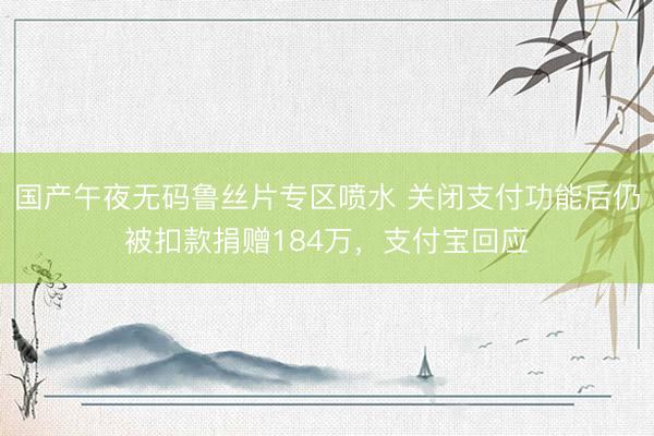 国产午夜无码鲁丝片专区喷水 关闭支付功能后仍被扣款捐赠184万,支付宝回应