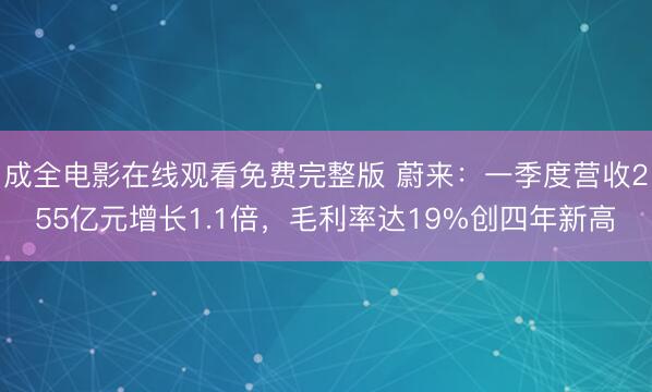 成全电影在线观看免费完整版 蔚来:一季度营收255亿元增长1.1倍,毛利率达19%创四年新高