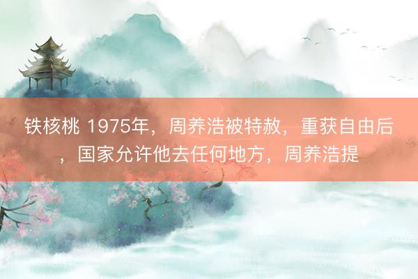 铁核桃 1975年，周养浩被特赦，重获自由后，国家允许他去任何地方，周养浩提