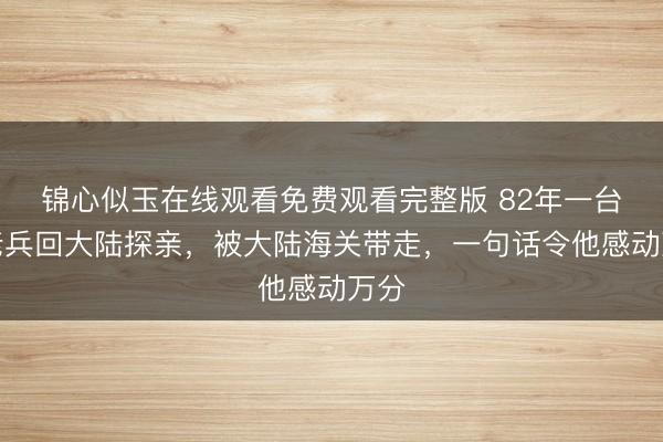 锦心似玉在线观看免费观看完整版 82年一台湾老兵回大陆探亲，被大陆海关带走，一句话令他感动万分