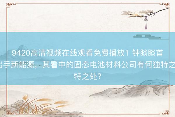 9420高清视频在线观看免费播放1 钟睒睒首次出手新能源，其看中的固态电池材料公司有何独特之处？