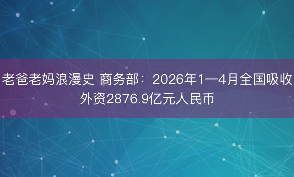老爸老妈浪漫史 商务部：2026年1—4月全国吸收外资2876.9亿元人民币