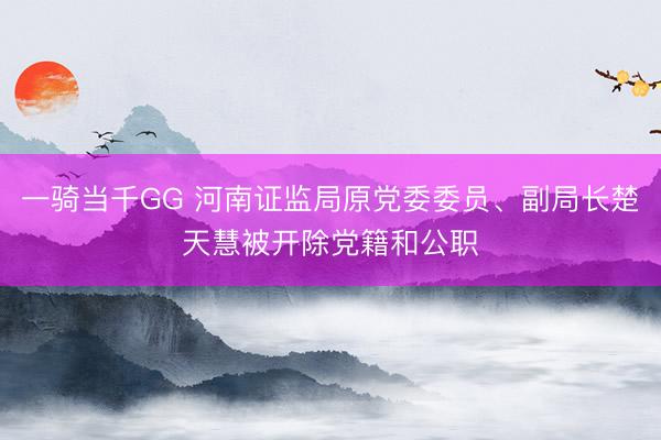 一骑当千GG 河南证监局原党委委员、副局长楚天慧被开除党籍和公职