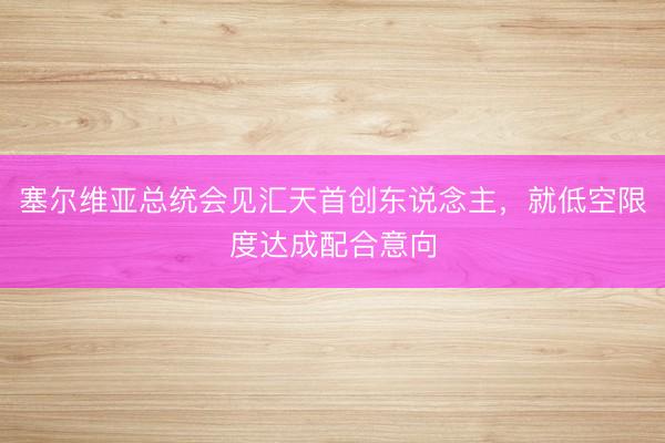 塞尔维亚总统会见汇天首创东说念主,就低空限度达成配合意向