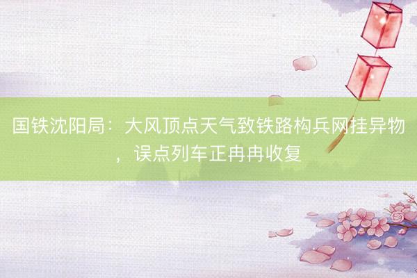 国铁沈阳局：大风顶点天气致铁路构兵网挂异物，误点列车正冉冉收复