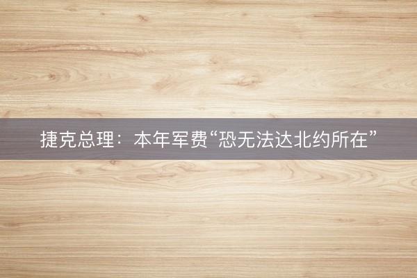 捷克总理:本年军费“恐无法达北约所在”