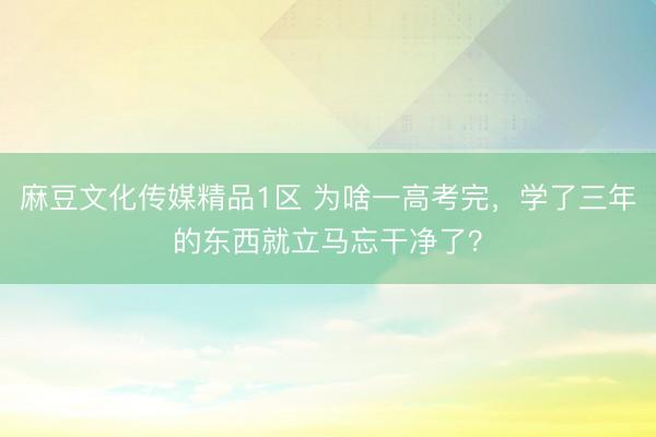 麻豆文化传媒精品1区 为啥一高考完，学了三年的东西就立马忘干净了？