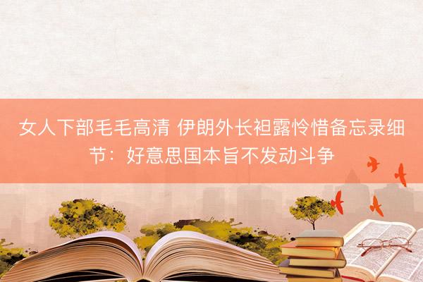 女人下部毛毛高清 伊朗外长袒露怜惜备忘录细节：好意思国本旨不发动斗争