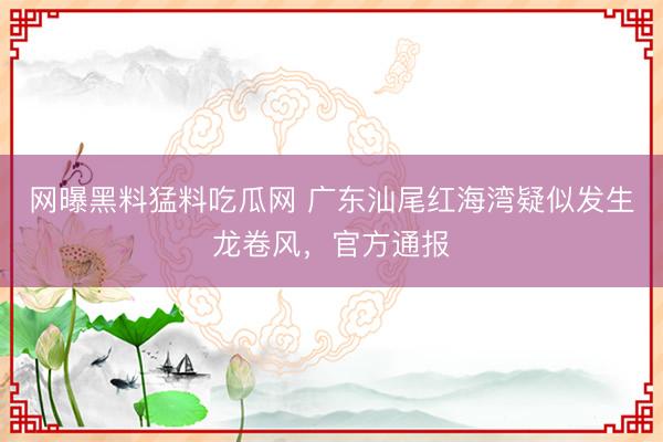 网曝黑料猛料吃瓜网 广东汕尾红海湾疑似发生龙卷风，官方通报