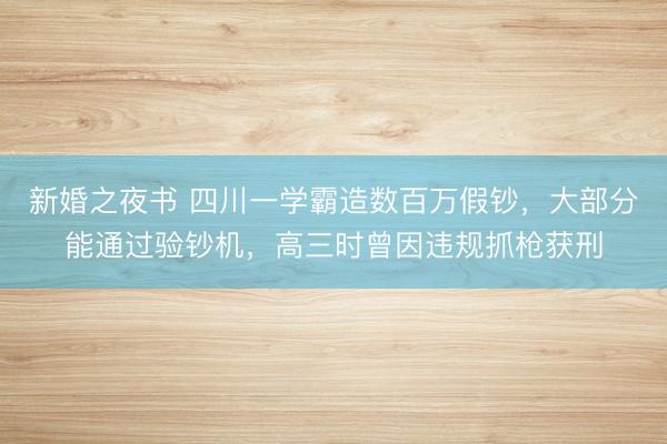 新婚之夜书 四川一学霸造数百万假钞，大部分能通过验钞机，高三时曾因违规抓枪获刑