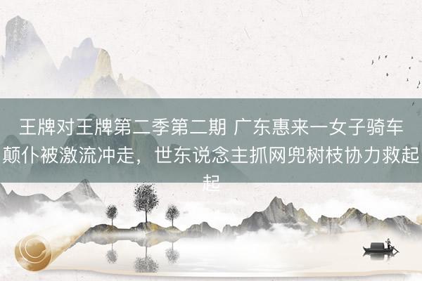 王牌对王牌第二季第二期 广东惠来一女子骑车颠仆被激流冲走，世东说念主抓网兜树枝协力救起