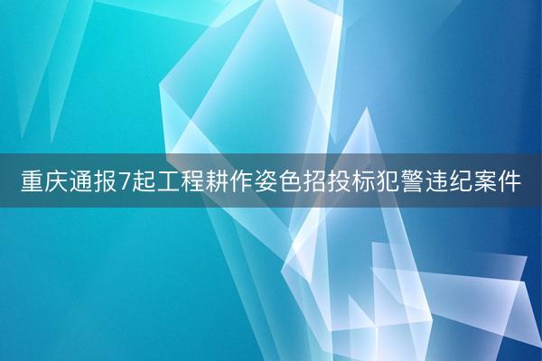 重庆通报7起工程耕作姿色招投标犯警违纪案件