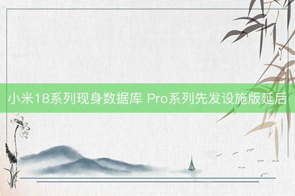 小米18系列现身数据库 Pro系列先发设施版延后